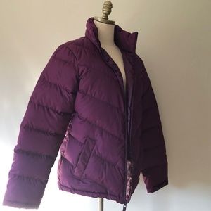 Down Jacket Lands End Medium Purple Long Sleeve Zipper Front Pockets